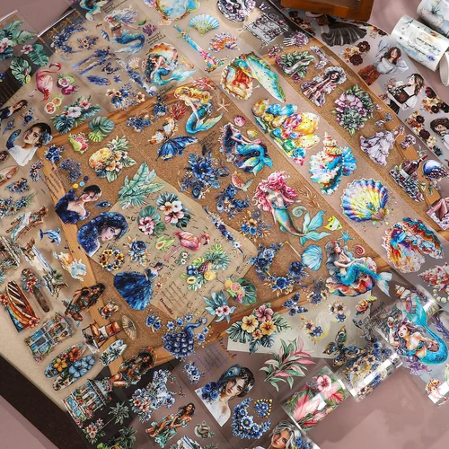 Imagen 1 del producto 200cm Vintage flor planta playa isla personaje paisajismo PET cinta creativa DIY diario Material Collage papelería