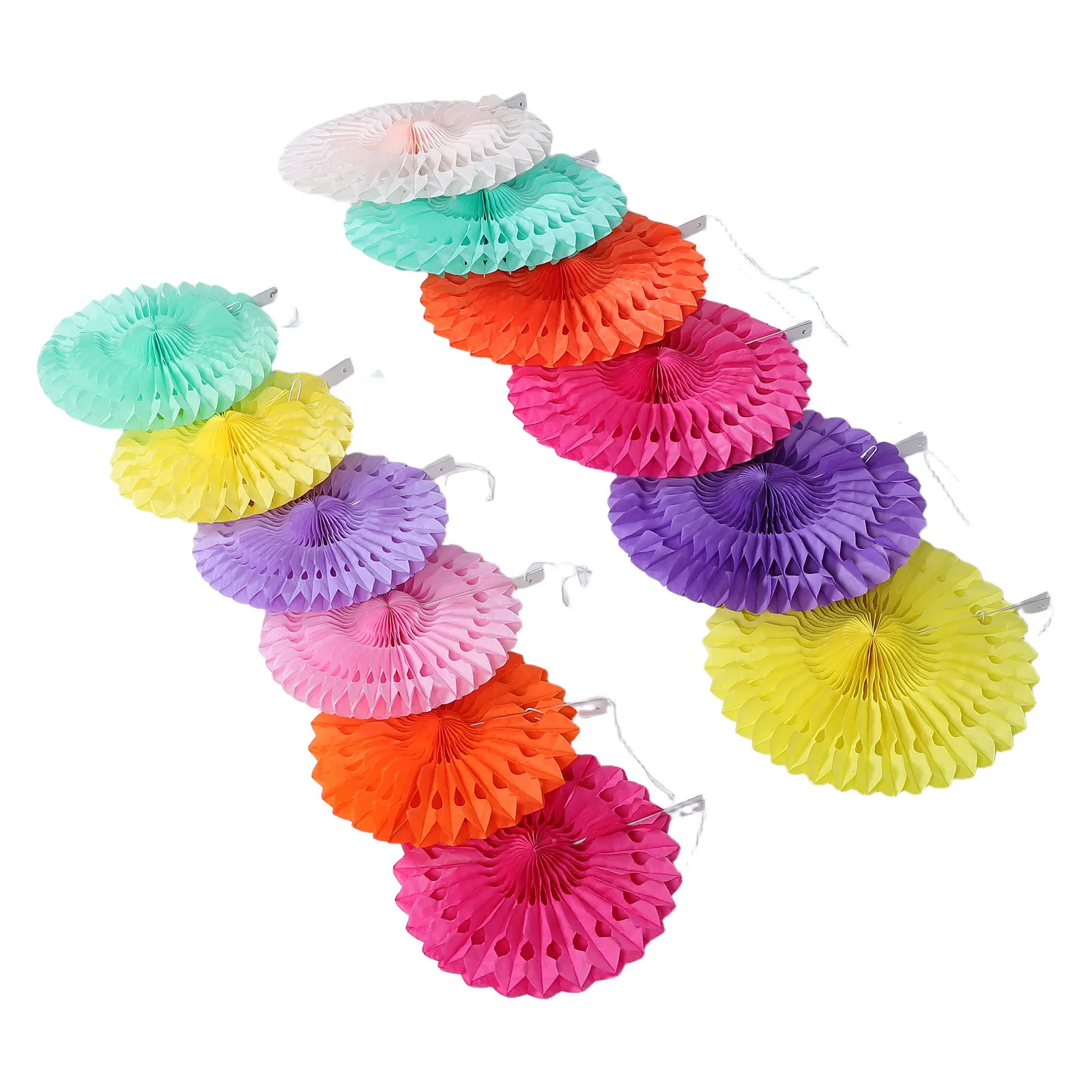 

12pcs Colorful Paper Fans 8Inch 10Inch Set Hanging Ceiling Decor For Birthday Wedding Anniversary Party Backdrop Diy Wall