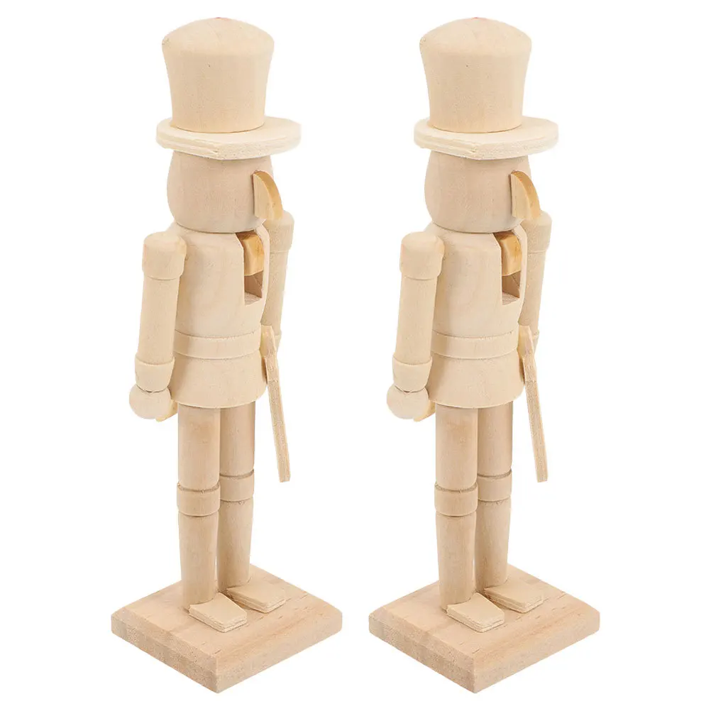 

2Pcs Wooden Nutcracker Puppet DIY Unfinished Craft for Christmas Home Decor Xmas Ornament Wooden Nutcracker DIY Craft