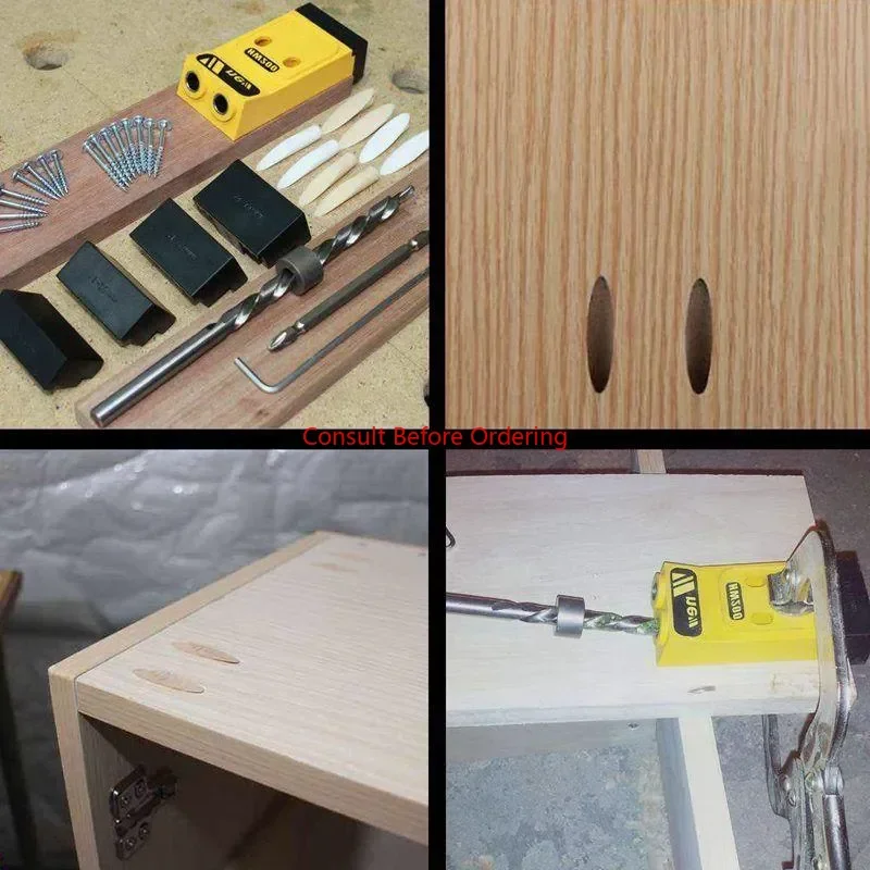 Hurtowy zestaw narzędzi do połączeń kieszeniowych, lokalizator do obróbki drewna, do realizacji połączeń kieszeniowych z różnych rodzajów drewna.