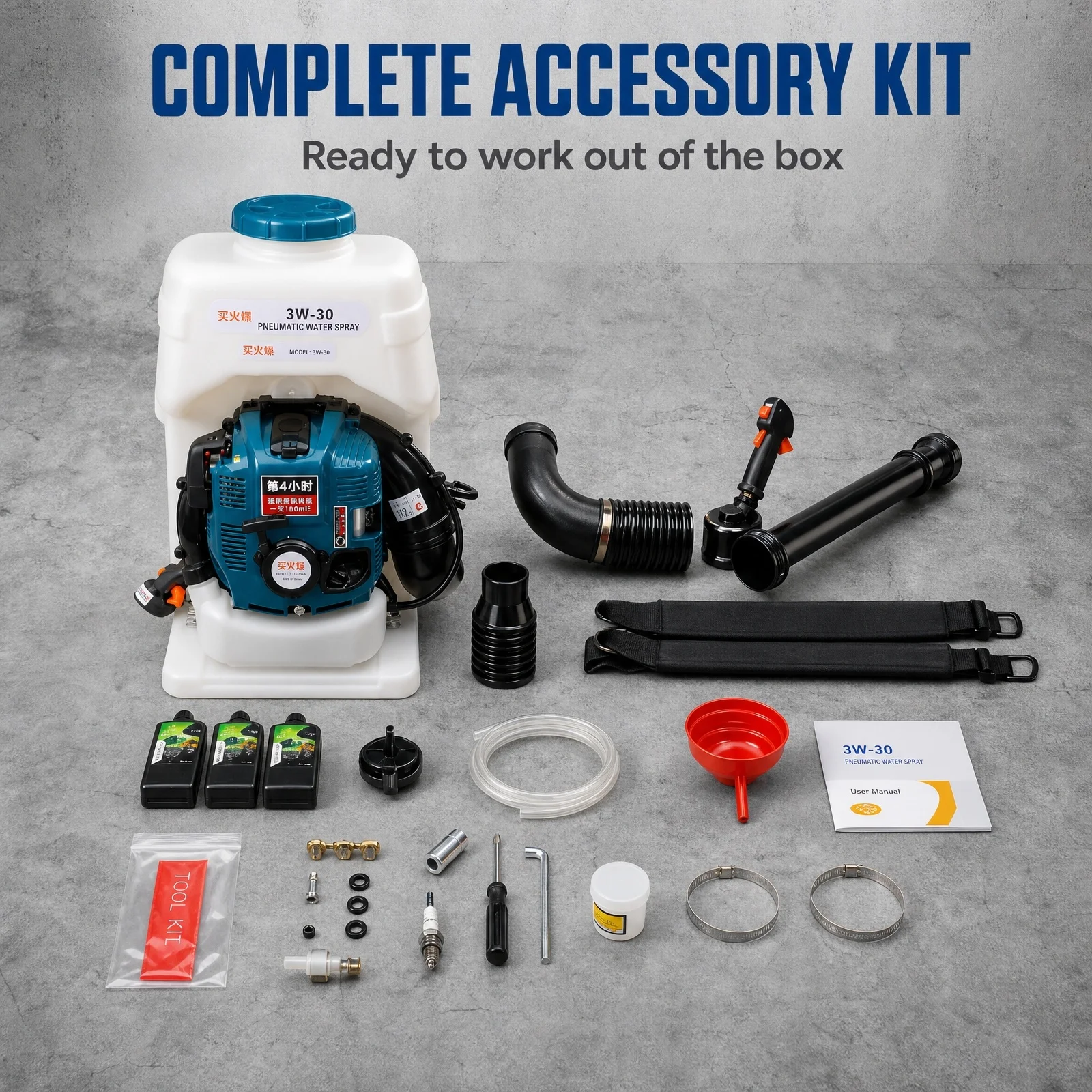 3W-30 4 Stroke Backpack Mist Duster Sprayer 75.6CC Gas Powered for Agriculture Garden Use