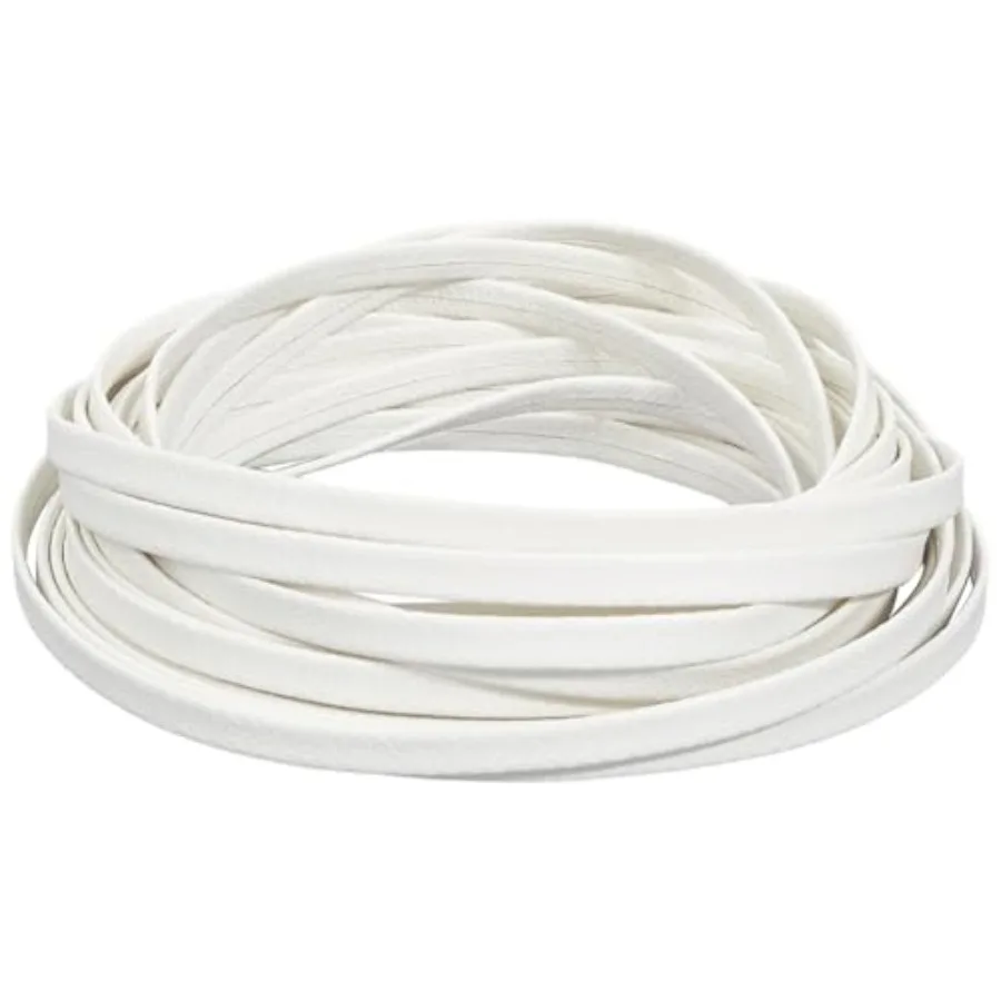 GORGECRAFT 5.5 Yards 5mm Foldover Leather String 1mm Thick Flat Leather Cord Lychee Grain Leather Strips Double Sided Lambskin