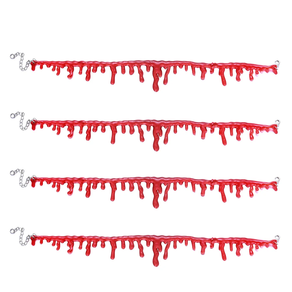 4개입 혈흔 목걸이 고딕 할로윈 레드 핸드메이드 메이크업 체인 파티 연극 의상 쥬얼리