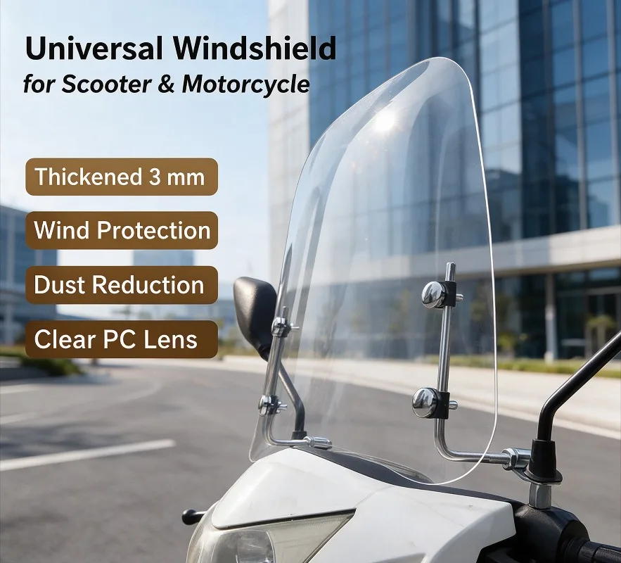 3mm Universal Motorcycle Windshield Scooter Front Deflector Screen Guard Eye Protect Dustproof Electric Bike Windscreen