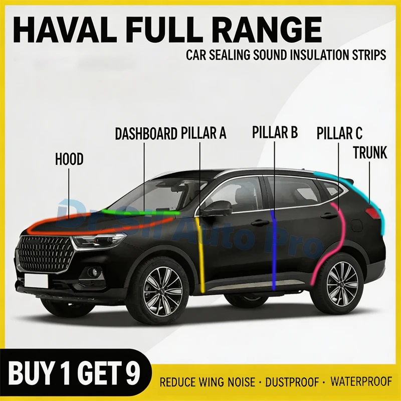 Tira de sellado para puerta de coche, insonorizada y antipolvo, para Haval H6 H5 H7 H9 M6 H2 H4 F5 F7 Dago Chitu Jolion Junior MAX Xiaolong