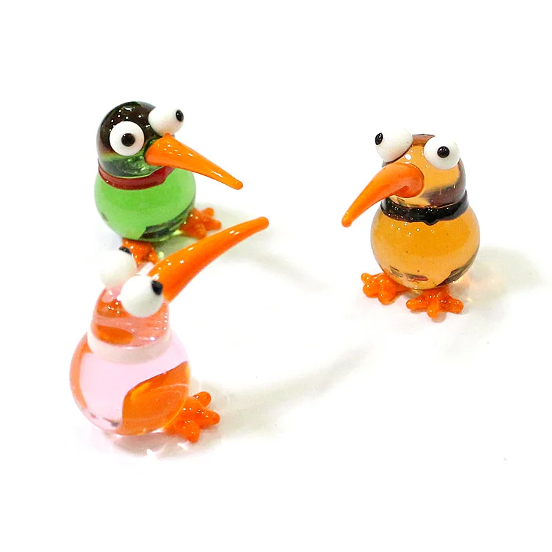 Figurines colorées en verre de Kiwi Bird, petits animaux de dessin animé, ornements artisanaux, décoration de Table pour la maison, cadeaux du