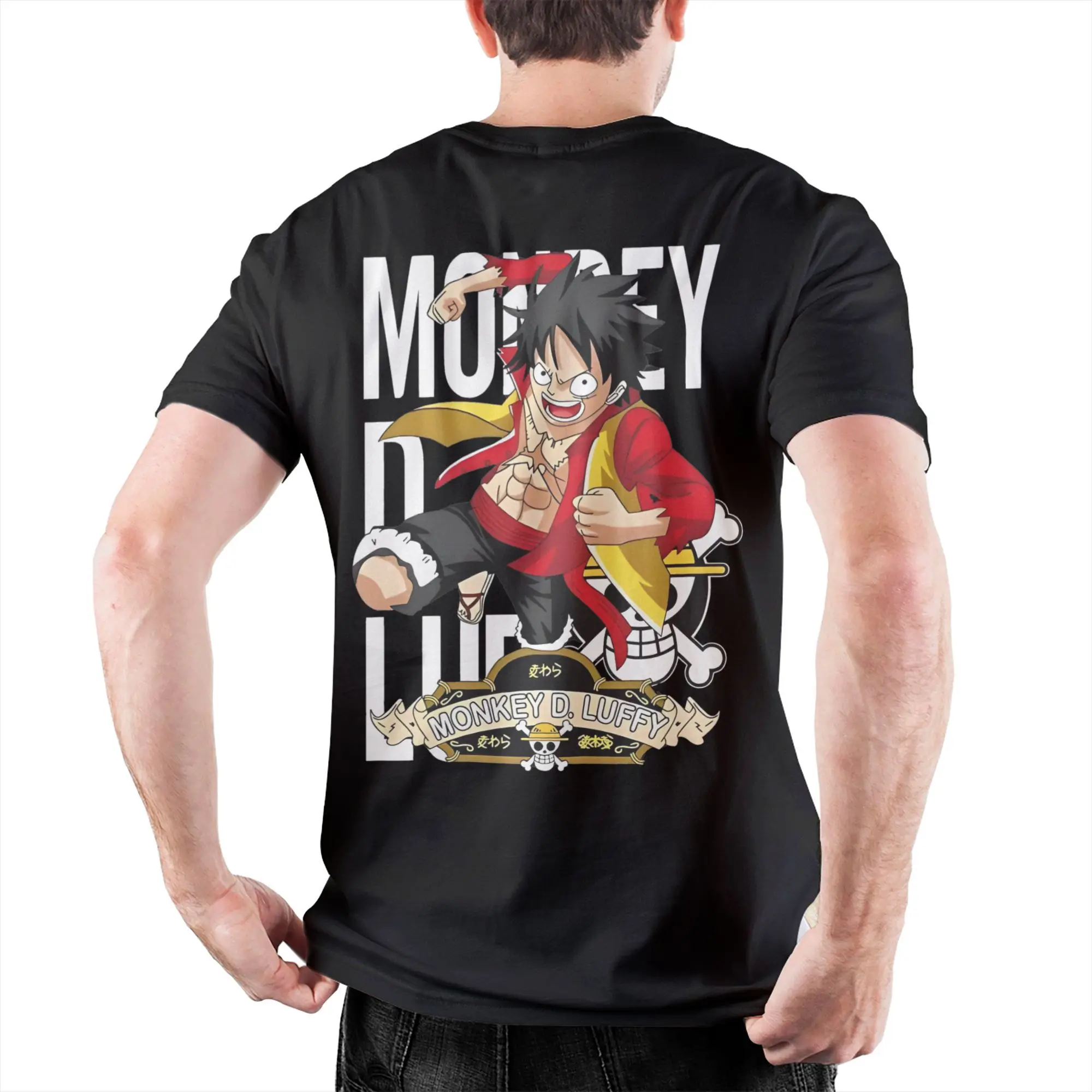 

Футболки с принтом Monkey-Luffyy в стиле аниме для мужчин и женщин, цельная японская одежда из 100% хлопка с короткими рукавами и круглым вырезом, летняя одежда