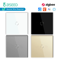 BSEED Zigbee 1/2/3Gang Touch Switch 1/2/3Way Smart Wall Switches Glass Panel Tuya Google Alexa App Control Need Neutral