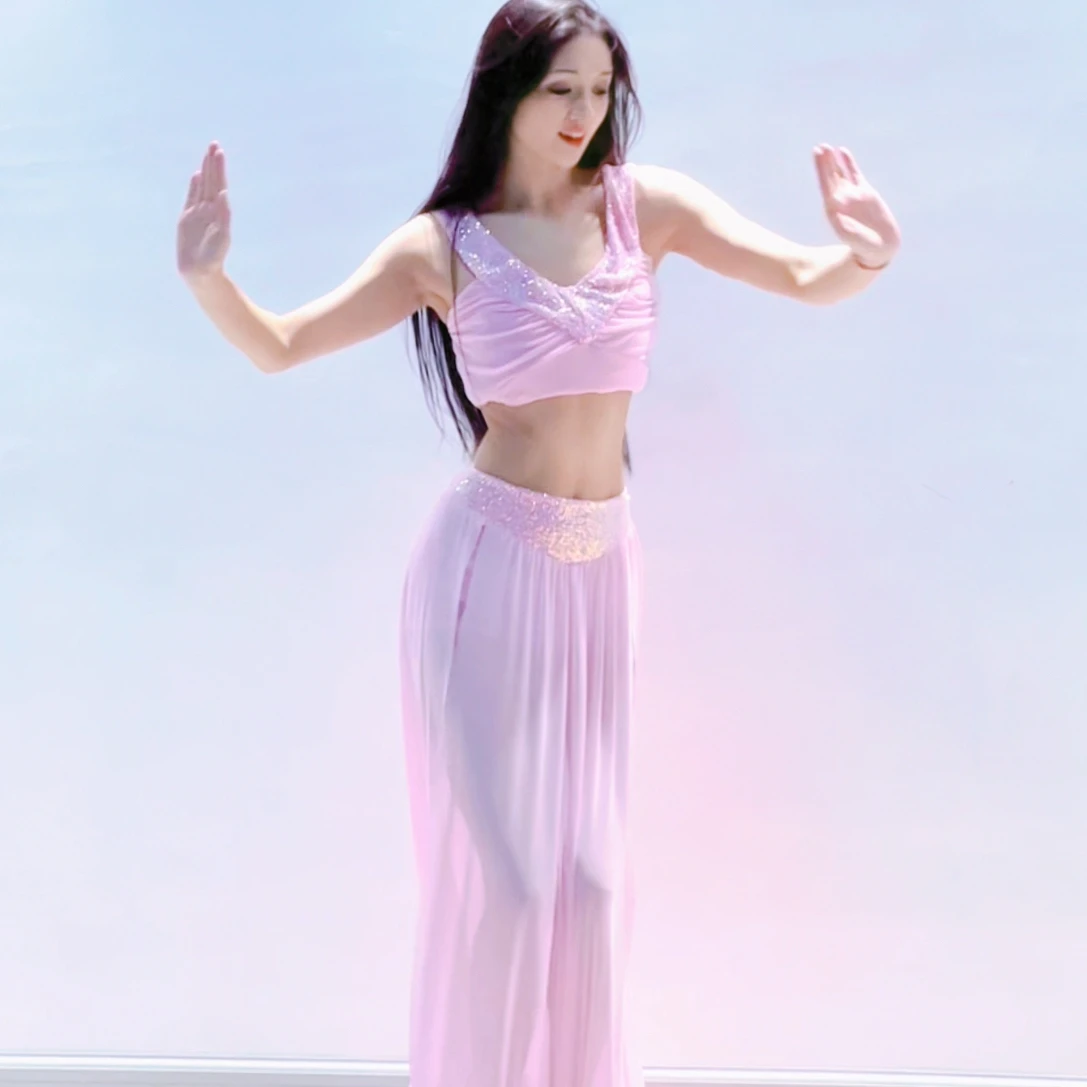 Kostium do tańca brzucha Miękki i wygodny zestaw z siateczki Seksowny strój do ćwiczeń Oriental Dance Training Clothing