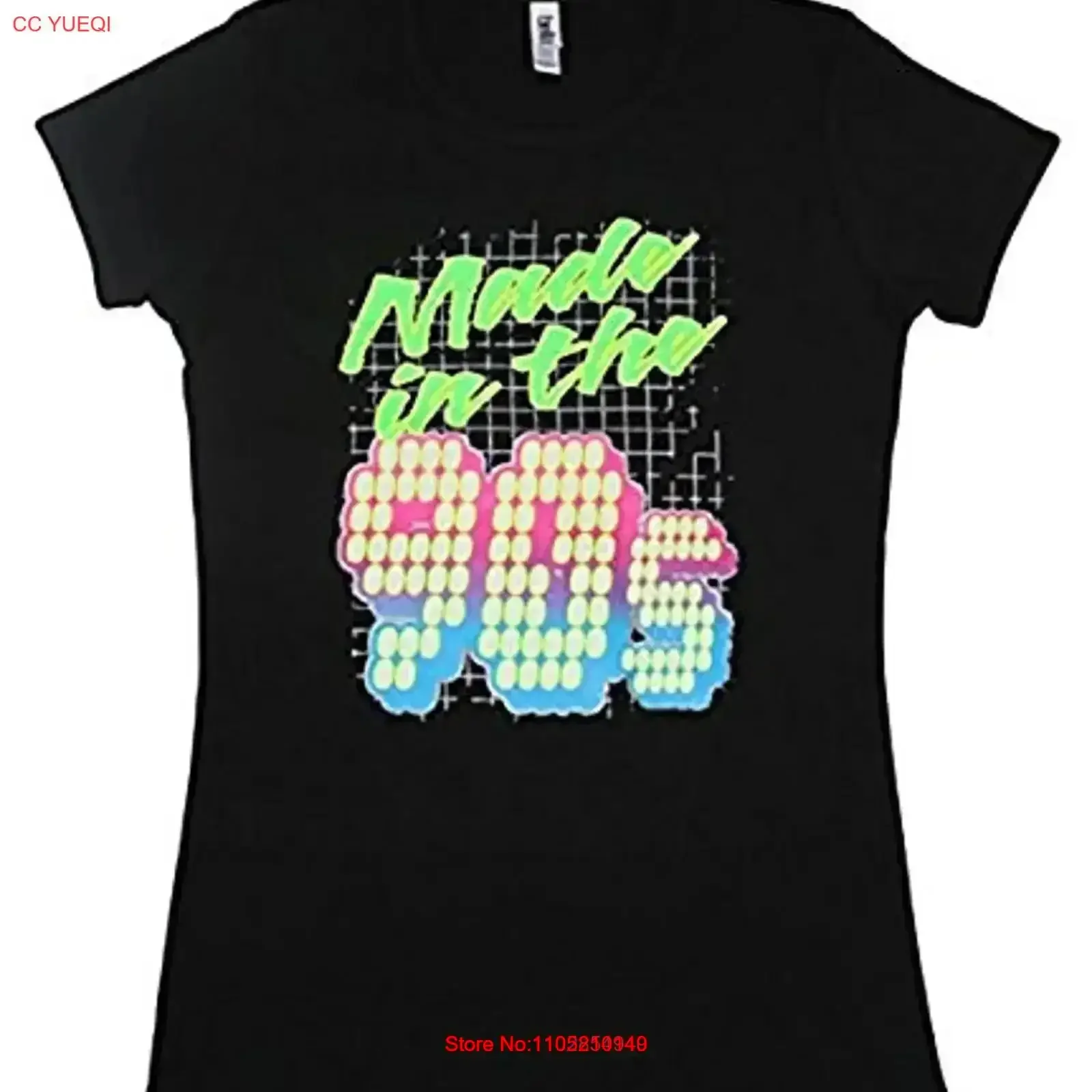 تي شيرت نسائي ريترو مصنوع في التسعينيات تي شيرت كلاسيكي مغسول غير رسمي متعدد الاستخدامات وقابل للتنفس قليلاً ملابس مصممة للشارع