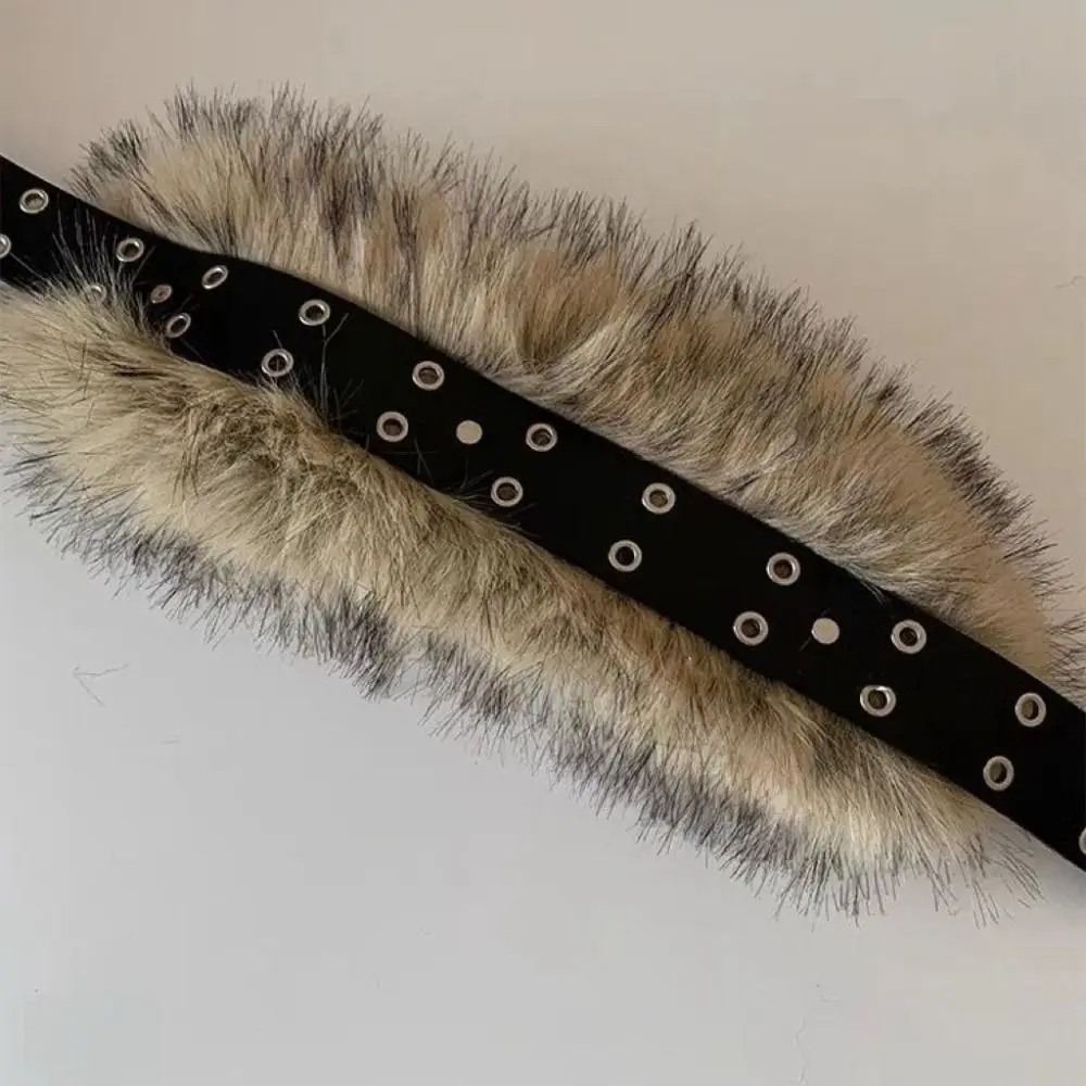 خمر بولي Leather الجلود الفراء حزام فو الفراء حار فتاة نمط فروي حزام الجينز ديكور النمط الغربي أفخم حزام الإناث/الفتيات