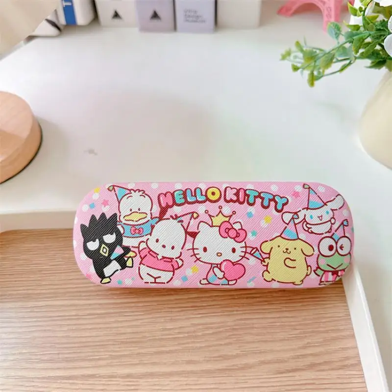 2024 Sanrio Glasses Case Kawaii HelloKitty Mymelody Kuromi Japanese Girl Cartoon PU Glasses Storage Box Children\'s Birthday Gift