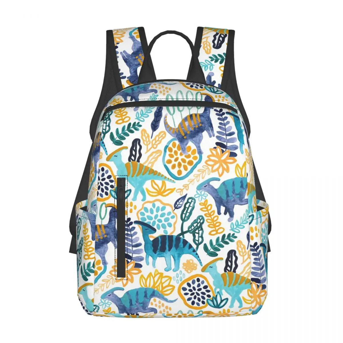 

Gouache Parasaurolophuses Backpack Daypack Large Capacity Kids BookBag School Bag Shoulder Bags for Men Women