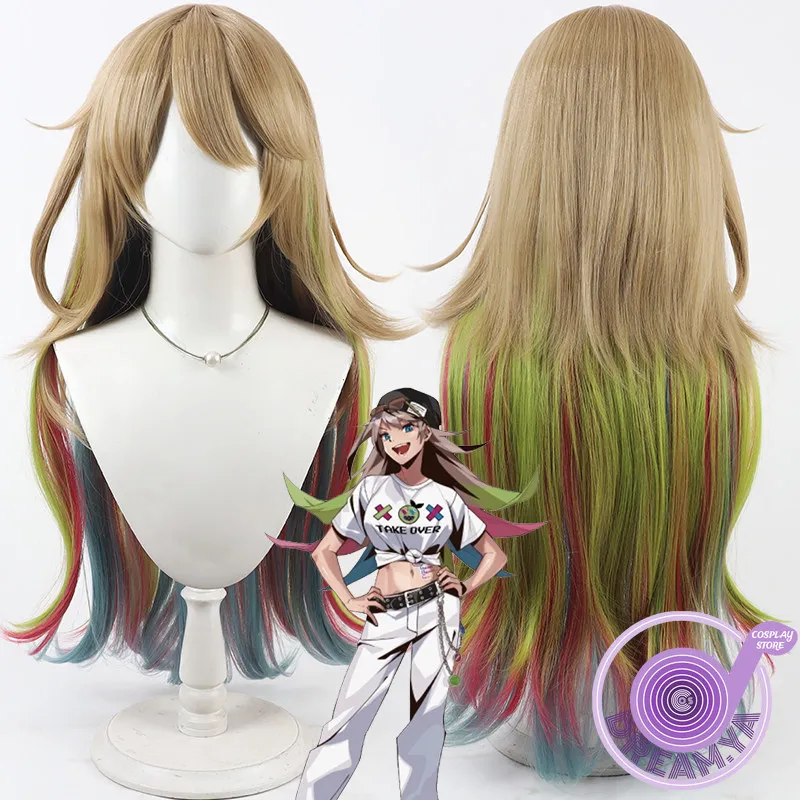 Game Bazooka Girl Cosplay Wig Compass 80cm Long Heat Resistant Synthetic Hair Halloween Party Role Play Carnival + Wig Cap