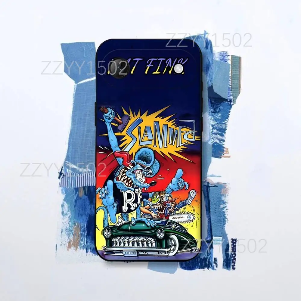 Coque de téléphone Rat Fink pour iPhone 17,16,15,14,13,12,Pro,Max,Plus,E,SE4,Air,Mini coque Funda noire