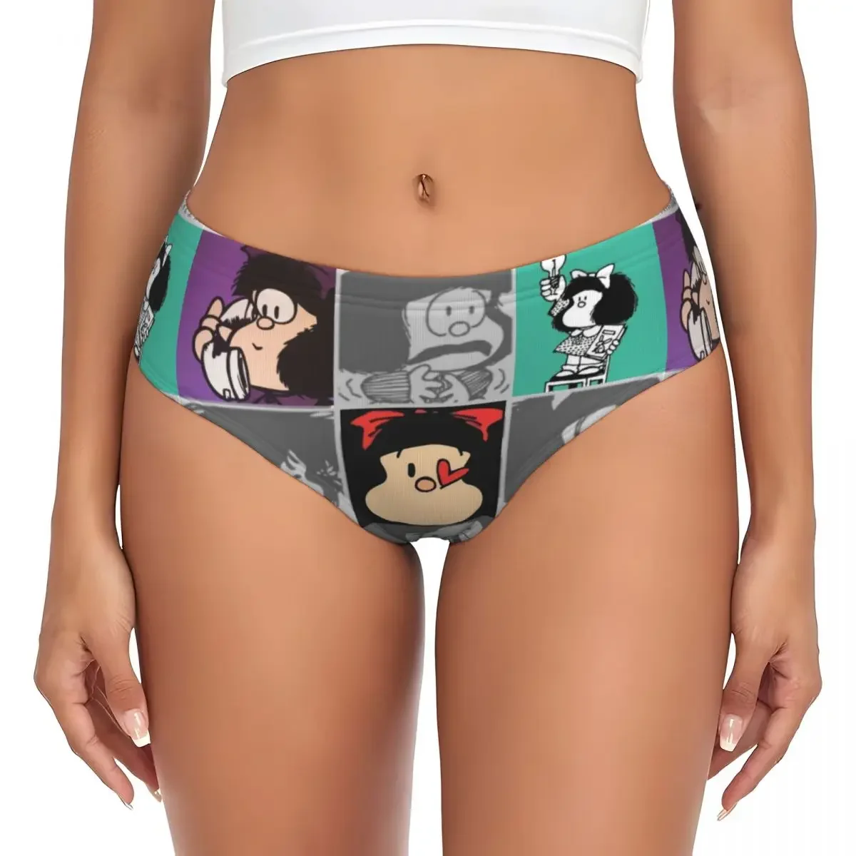 

Custom Cute Mafalda Wallpaper Brief Panties Women's Breathable Underwear