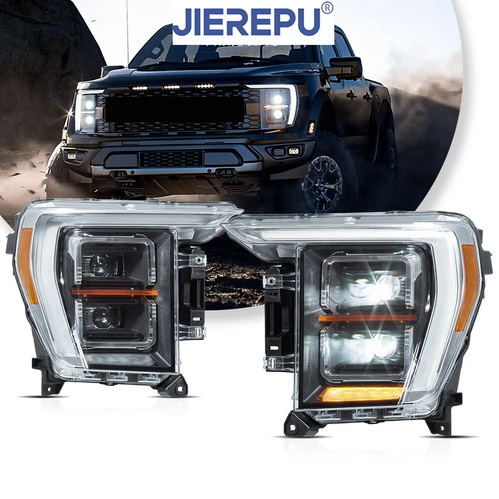 

1 пара проекторов указателей поворота, полностью светодиодные фары для Ford F150 2021-2023 гг., передние фонари в сборе