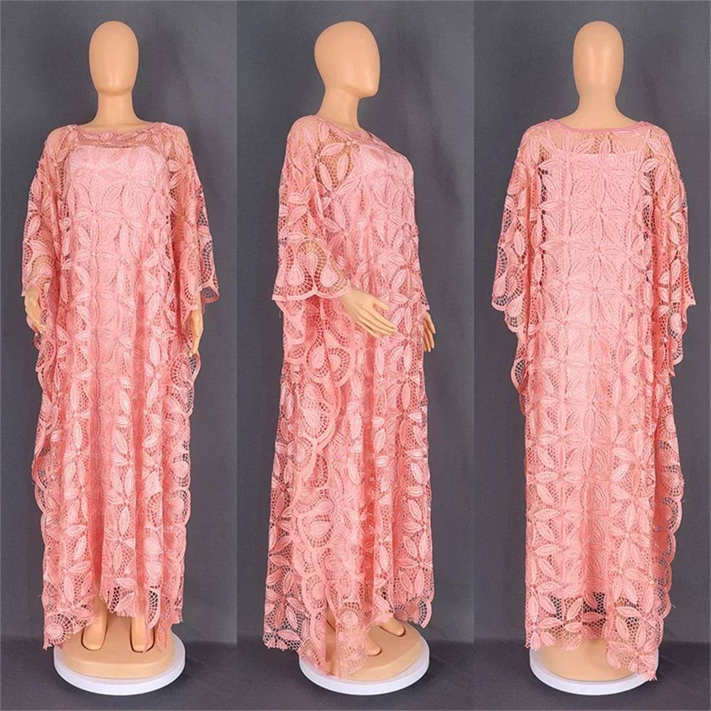 2023 Large Size African Hot Sale Water Soluble Lace Loose Long Burqa AliExpress Amazon Dress 8806#