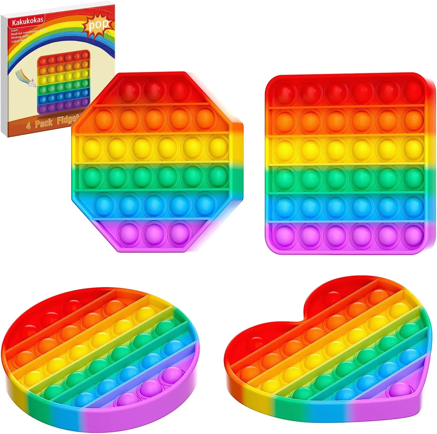 

Набор из 4 сенсорных игрушек-антистресс для детей и взрослых, с функцией выдавливания пузырьков, для снятия стресса, сувениры для вечеринок