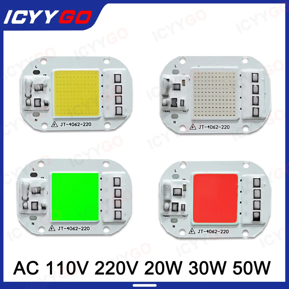 COB LED 램프 비드 칩 스마트 IC 드라이버 필요 없음, DIY 식물 성장 조명 투광 전구, DOB 모듈, AC 110V, 220V, 20W, 30W, 50W