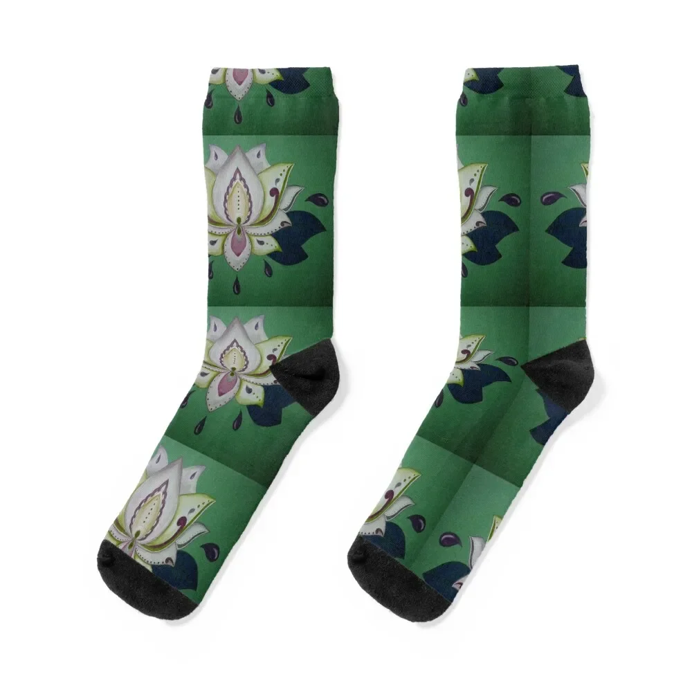 Lotus flower in acrylic Socks New year's anti-slip Male Socks Women's