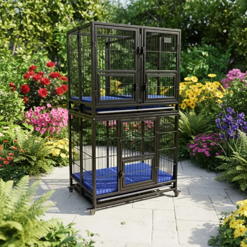 

37inch 43inch 49inch 55inch Stackable Modern Eco-Friendly Dog Drop Crates Kennel Metal Floor Wholesale