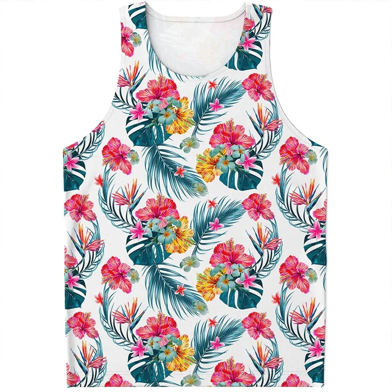 

New Summer Hawaii 3D Print Men's Women 's Tank Top Harajuku Flower Pattern Fitness Top Bodybuilding Gym Muscle Sleeveless Shirt