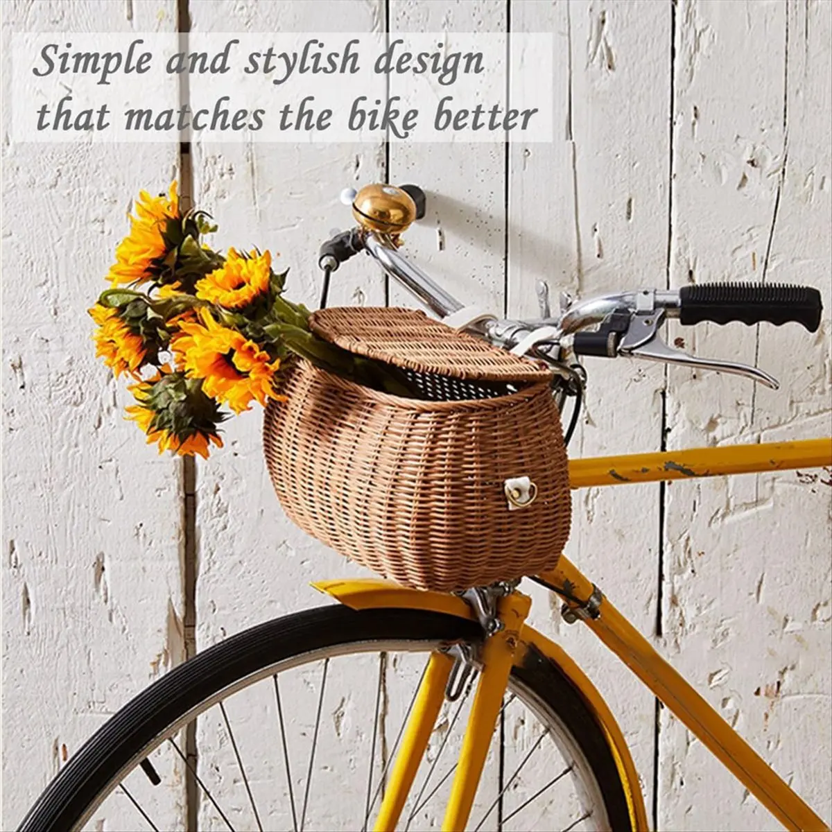 

AA90 Children Bike Basket Bike Scooter Tricycle Basket Shoulder Strap Bicycle Front Handlebar Basket Rattan Basket for Kids