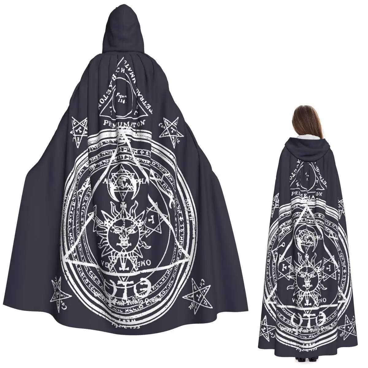 

Magic Esoteric Wizard Long Hooded Cloak Witch Medieval Costume Cosplay Cape HalloweenCoat Adult Unisex
