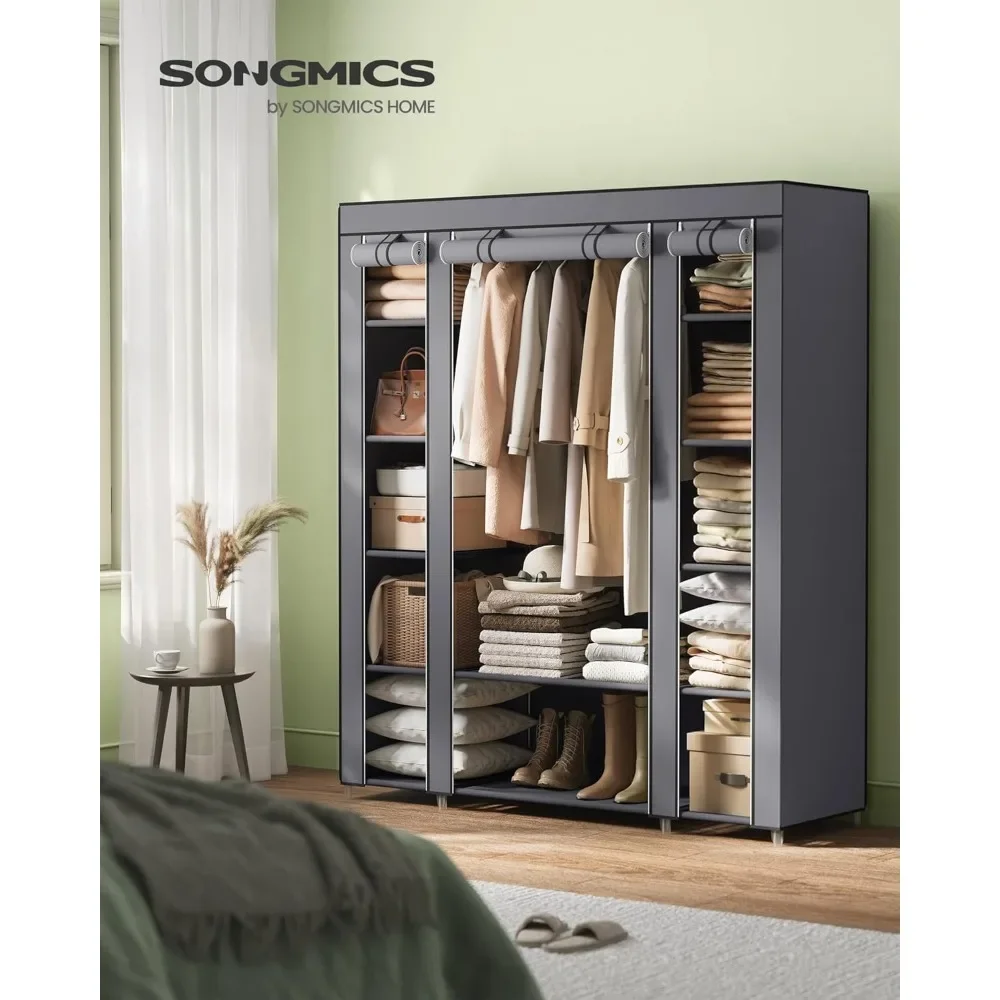 

Closet Wardrobe, Portable Closet for Bedroom, Clothes Rail with Non-Woven Fabric Cover, Clothes Storage Organizer,