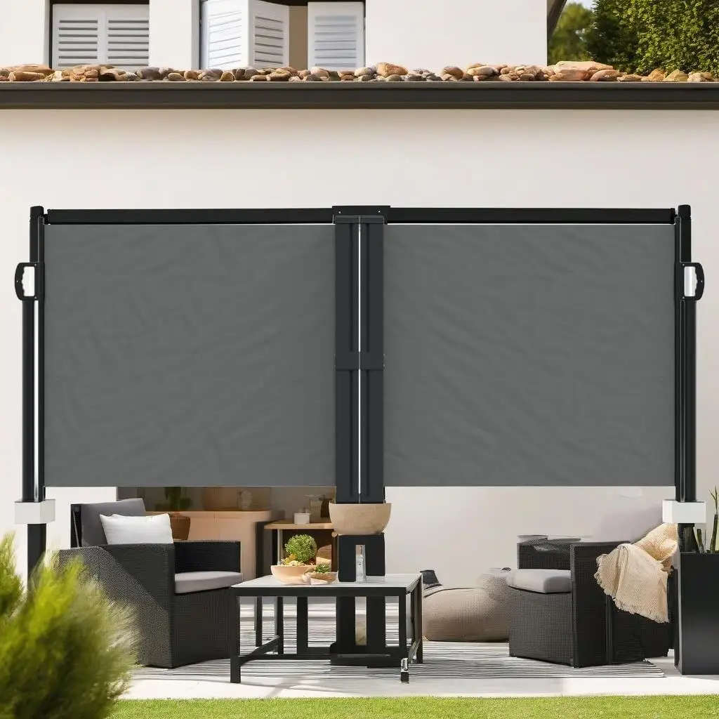 Retractable Side Awning - Anthracite, 39.4x393.7 Inches, Outdoor  Screen