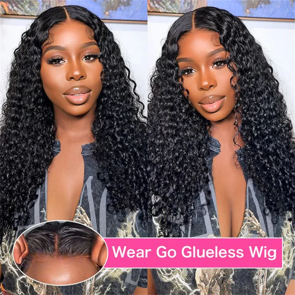 

5x5 HD Pre Cut Lace Curly Lace Front Human Hair Wig Preplucked Density200 Wear And Go Curly Glueless Wig Human Hair Easy To Wear