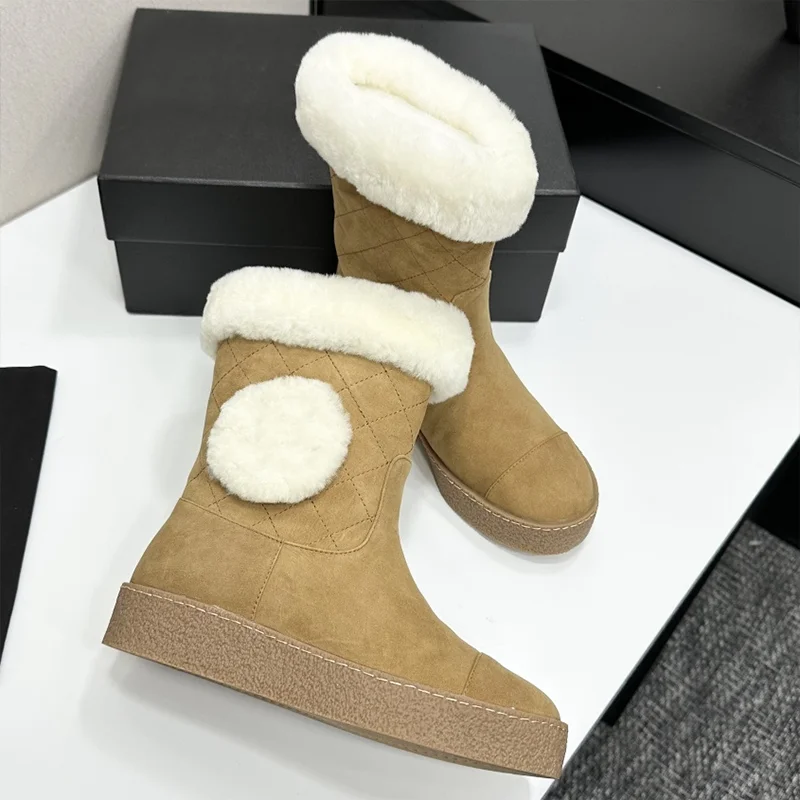 

High quality fall and winter cowhide + Australian wool woman padded boots are warm and comfortable 25110811