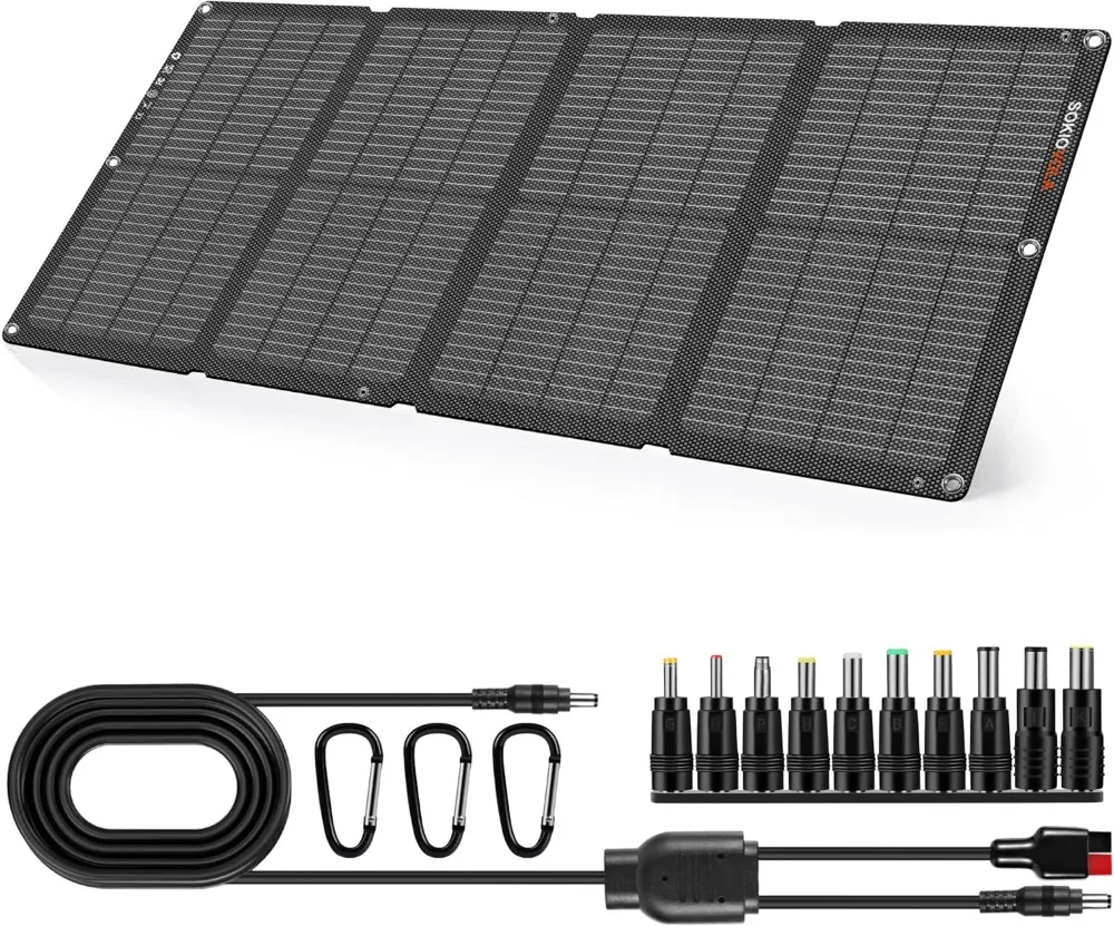 

Foldable Solar Panels 60W NextGen Portable Solar Panel Charger Kit 25% Efficiency with DC、USB-C、USB-A Output ETFE IP68