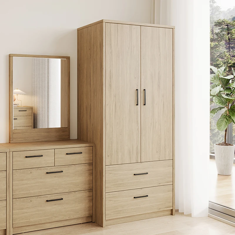 Easy Installation Hot Sale Custom Made Bedroom Wardrobes Modern Design Furniture Multi-Storage Wardrobe with Two Drawers