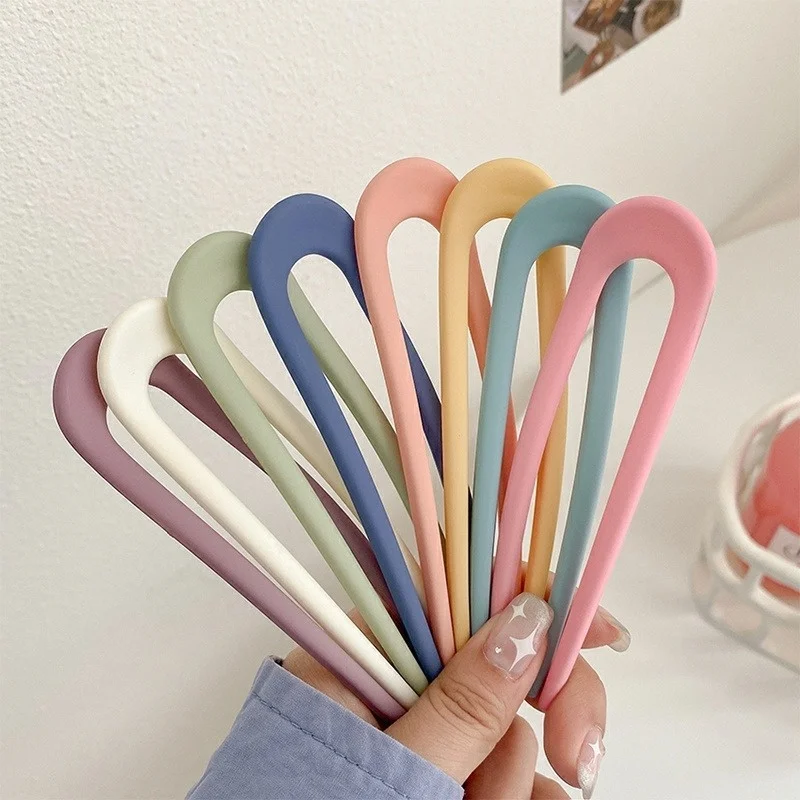 

Simple As High-end Candy Colored Hair Sticks For Women Fashionable U-shaped Headwear For Girls Elegant Styling Accessories Gifts