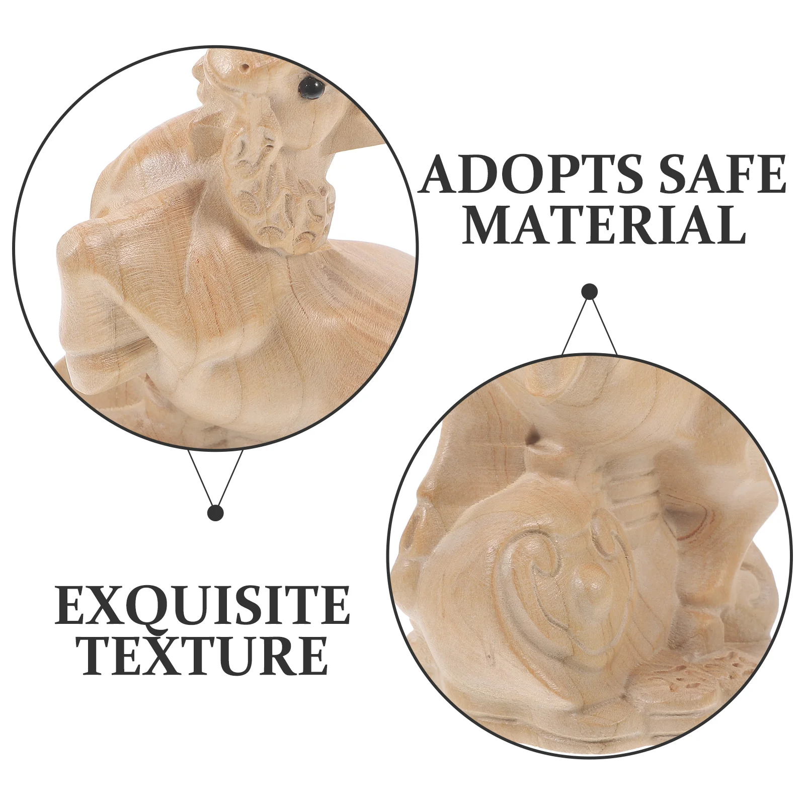 

Wood Carving Sheep Statue Exquisite Animal Ornament for Tabletop Decorative Accessory Space Styling Gift Idea Wood Craft Animal