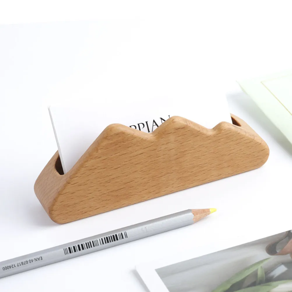 

1Pcs Solid Wood Business Card Holder Mountain Design Desktop Organizer for Neat Desk Storage Beech Wood Business Holder