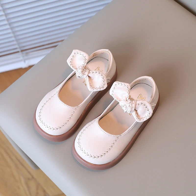 

Fashion Versatile Soft Girls Casual Shoes Elegant Color Matching Children Square-toe Korean Style Sewing Kids Shallow Loafers PU
