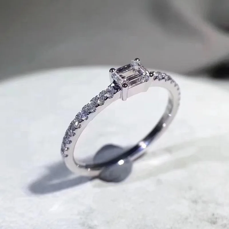 

Прямоугольное кольцо Ice CZ - кольцо из стерлингового серебра 925 пробы, элегантное изящное женское минималистское кольцо, бесплатная доставка, подарок