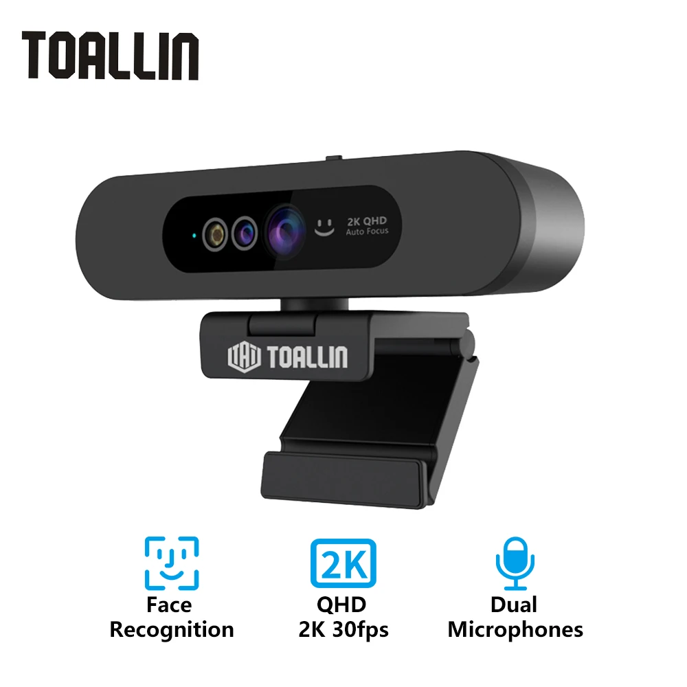 

TOALLIN Webcam 2K auto focus for Streaming & Conferencing & Video Calling Face Recognition Web Camera for Youtube/Zoom/Facebook