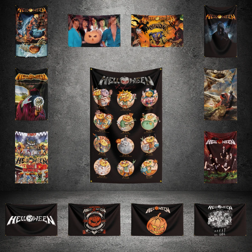 

3x5 FT H-HELL-O-WEEN Music Band Flag Custom Flags Wall Hanging Tapestry Outdoor Garage Room Decor flag Background Blanket