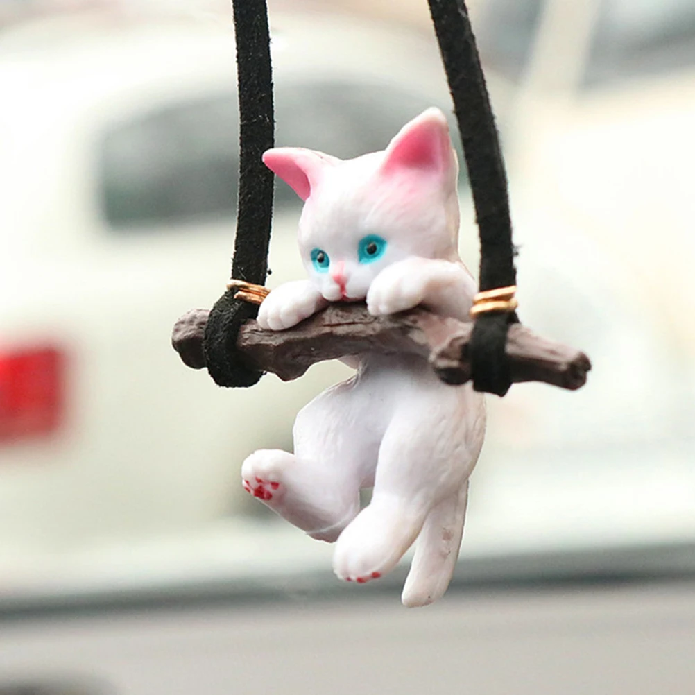 

Car Rearview Mirror Pendant Cute Cat Swinging Ornament Vehicle Interior Decor Auto Accessories Hanging Charm Rear Mirror
