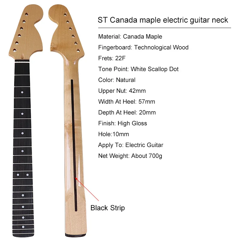 22 frets 6 strings big head bright light ST electric guitar neck handle plus maple bright light guitar DIY guitar accessories