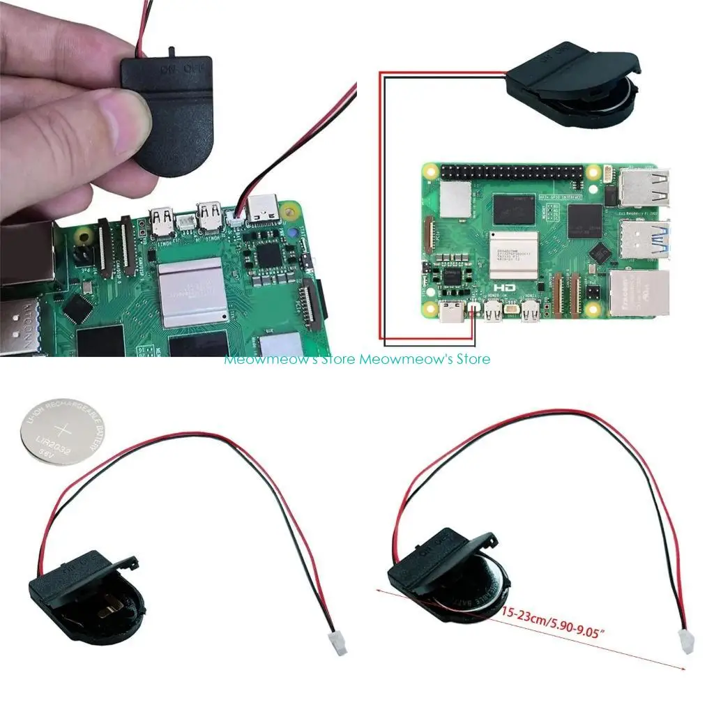 RPI 5 액세서리 용 충전식 배터리 CR2032가있는 W91A 실시간 시계 홀더