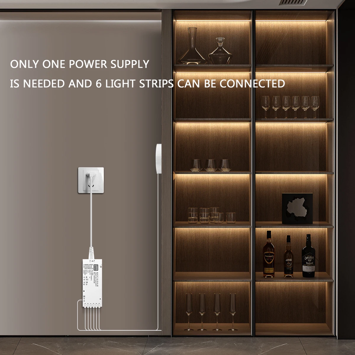 2/4/6Pcs LED Light Strip 12V Penetrable Wood Touch Sensor Dimmer for Bedroom Wall Soundproof Panel Wine Cabinet Decor Backlight