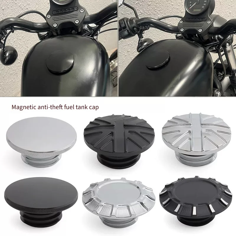 Magnetic Hidden Buckle Anti-Theft Fuel Tank Cap Modification Accessories For Harley 883, Indian, Sportster X48, Triumph T100 120