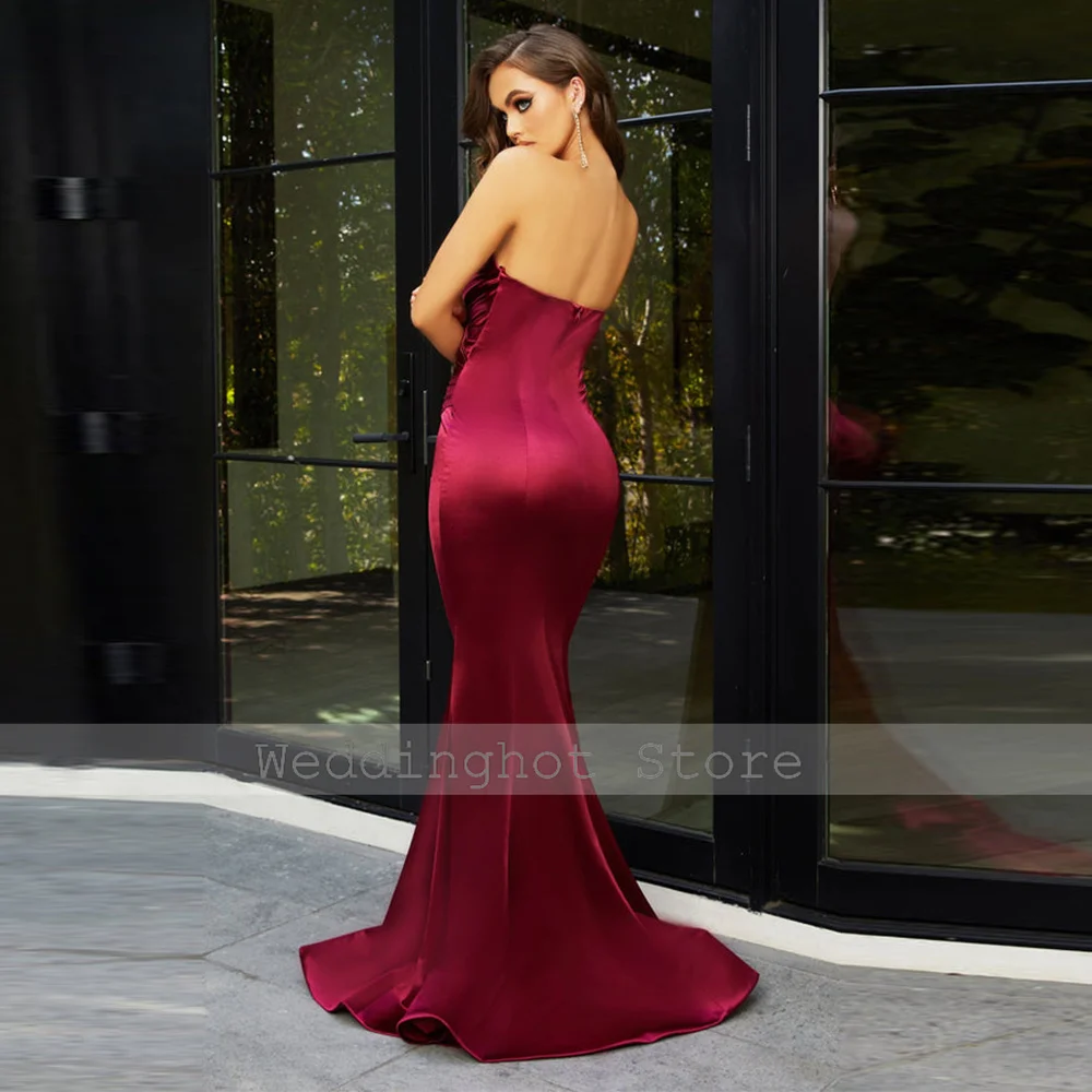 Sexy Evening Dresses Elegant Satin Pleat Ruched Valentine's Day Dresses Long Mermaid Sweetheart Gowns for Women 2024 Bride