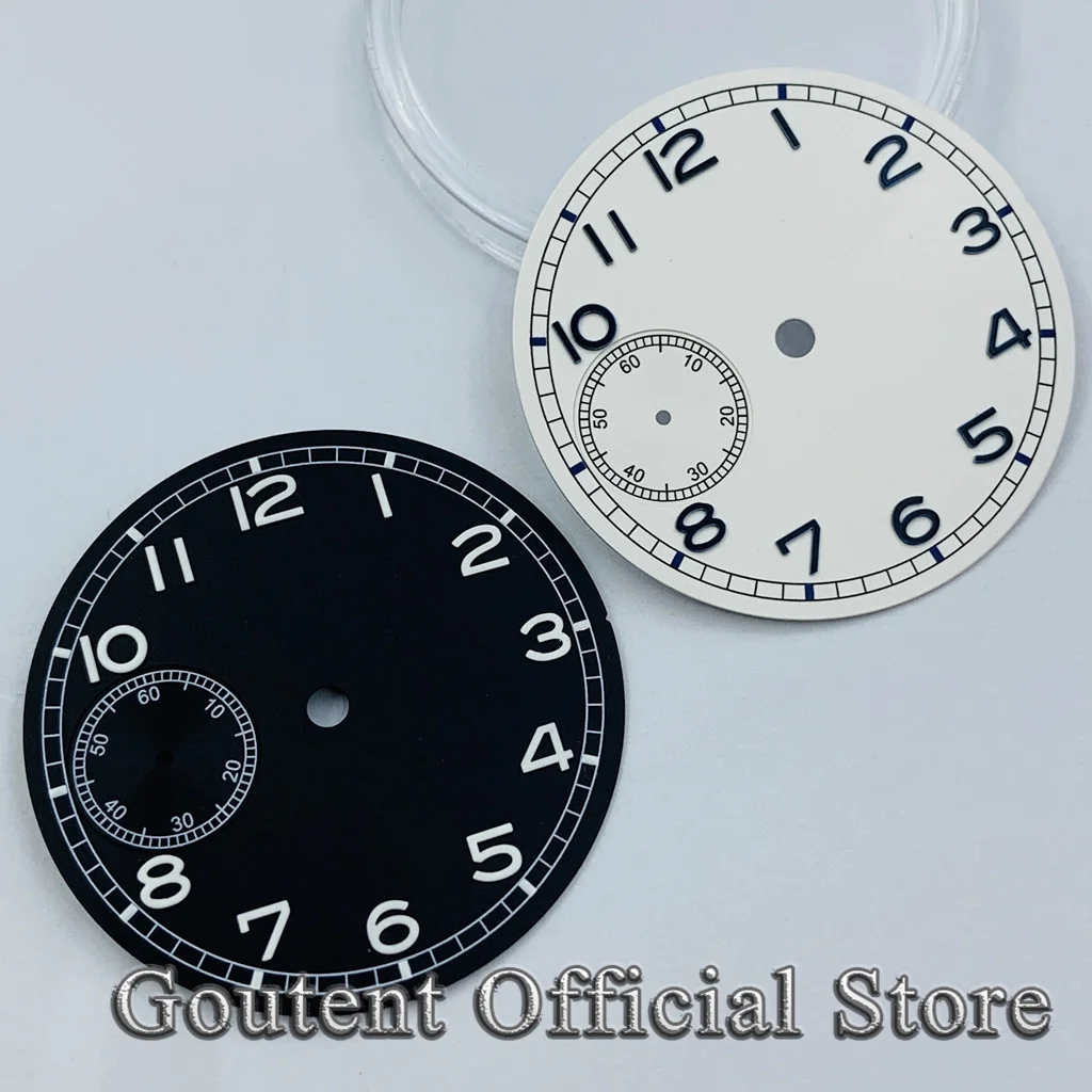 Goutent 37mm sterylna czarna biała niebieska tarcza zegarka pasuje do części zegarka z mechanizmem ETA 6497 ST36 — zdjęcie 4