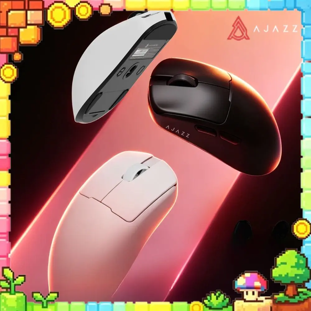 AJAZZ AJ159 V2 ULTRA Mouse Tri-mode Wireless PAW3955 Sensor Dual 8K Polling Charging Dock Lightweight Low Latency Gaming Mouse